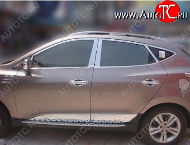 3 749 р. Накладки на верхнюю часть по периметру окон боковых дверей СТ Hyundai Tucson LM (2010-2017) (Неокрашенные)  с доставкой в г. Омск