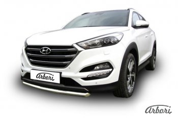 14 291 р. Защита переднего бампера Arbori (нержавейка, 1 труба d57 mm). Hyundai Tucson TL дорестайлинг (2015-2018)  с доставкой в г. Омск. Увеличить фотографию 2