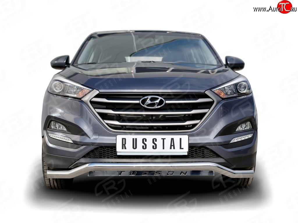 23 649 р. Защита переднего бампера (Ø63 мм волна, нержавейка) SLITKOFF Hyundai Tucson TL дорестайлинг (2015-2018)  с доставкой в г. Омск