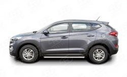 15 799 р. Защита порогов из круглой трубы диаметром 63 мм Russtal Hyundai Tucson TL дорестайлинг (2015-2018)  с доставкой в г. Омск. Увеличить фотографию 2