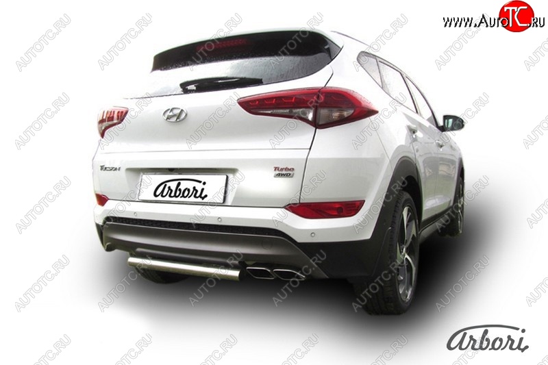 14 249 р. Защита штатных порогов Arbori (нержавейка, d57 mm). Hyundai Tucson TL дорестайлинг (2015-2018)  с доставкой в г. Омск