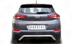 14 599 р. Защита заднего бампера (Ø63 мм волна короткая, нержавейка) Russtal Hyundai Tucson TL дорестайлинг (2015-2018)  с доставкой в г. Омск. Увеличить фотографию 1