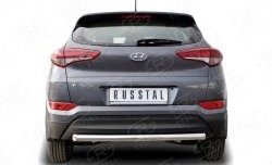 11 999 р. Защита заднего бампера (Ø63 мм короткая, нержавейка) Russtal Hyundai Tucson TL дорестайлинг (2015-2018)  с доставкой в г. Омск. Увеличить фотографию 1