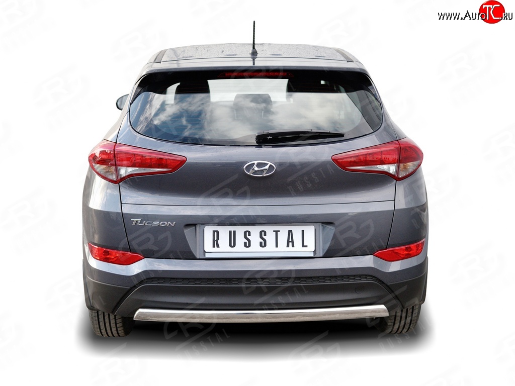 14 999 р. Защита заднего бампера (Ø75x42 мм, нержавейка) Russtal Hyundai Tucson TL дорестайлинг (2015-2018)  с доставкой в г. Омск