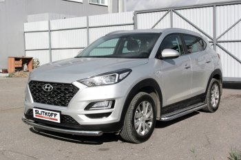 Защита порогов d57 Slitkoff (с листом) Hyundai Tucson TL рестайлинг (2018-2021)