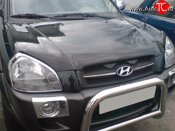 2 204 р. Дефлектор капота NovLine (рестайлинг) Hyundai Tucson JM (2004-2010)  с доставкой в г. Омск