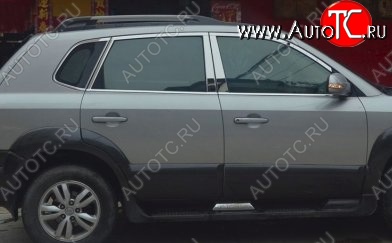 4 749 р. Накладки на центральные стойки дверей СТ Hyundai Tucson JM (2004-2010) (Неокрашенные)  с доставкой в г. Омск