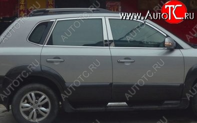 6 899 р. Накладки на верхнюю часть по периметру окон боковых дверей СТ Hyundai Tucson JM (2004-2010) (Неокрашенные)  с доставкой в г. Омск