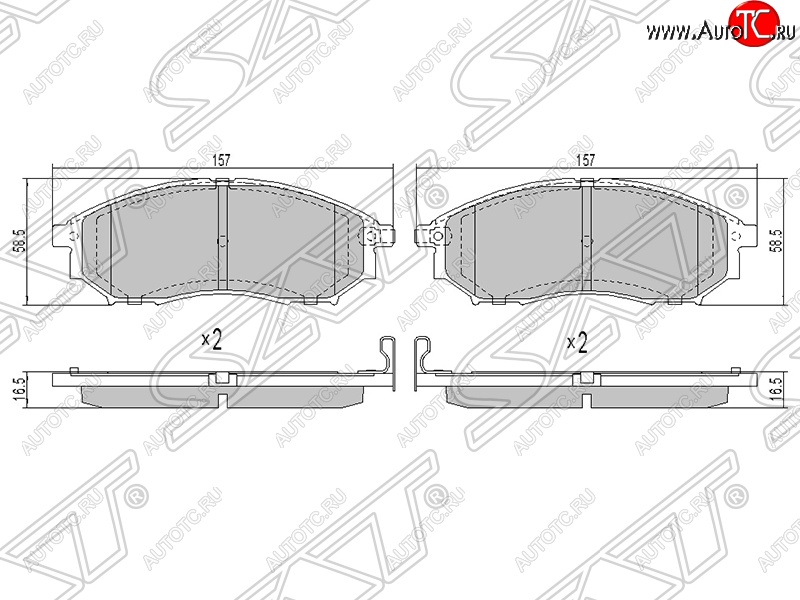 1 399 р. Колодки тормозные SAT (передние)  INFINITI FX35 (S50), FX45 (S50), G35 (V35), M35 (Y50), Nissan Murano (1 Z50,  2 Z51), Navara (2 D40), Pathfinder (R51), Qashqai (1)  с доставкой в г. Омск