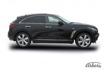 8 369 р. Защита штатных порогов Arbori (черная, d57 mm). INFINITI FX35 S51 дорестайлинг (2008-2011)  с доставкой в г. Омск. Увеличить фотографию 1