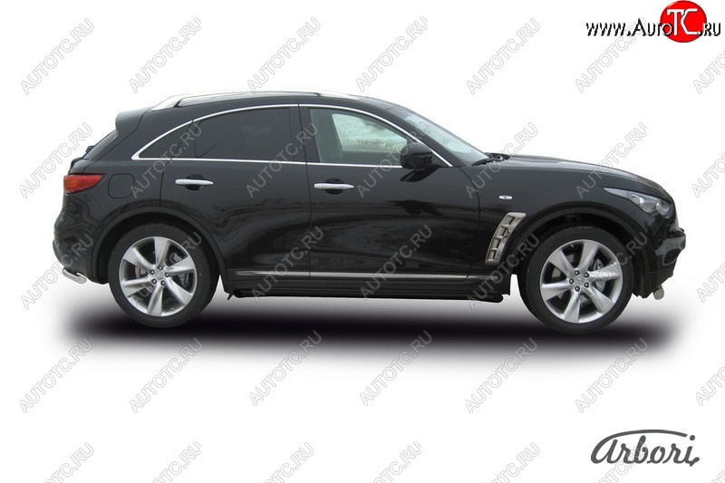 8 369 р. Защита штатных порогов Arbori (черная, d57 mm). INFINITI FX35 S51 дорестайлинг (2008-2011)  с доставкой в г. Омск