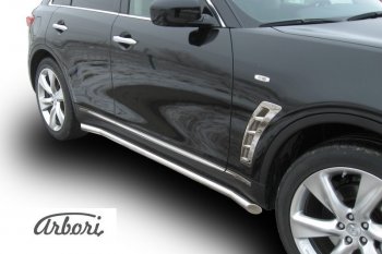 6 549 р. Защита штатных порогов Arbori (нержавейка, d57 mm). INFINITI FX35 S51 дорестайлинг (2008-2011)  с доставкой в г. Омск. Увеличить фотографию 1