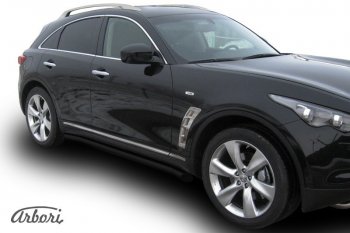 10 259 р. Защита штатных порогов Arbori (черная, d76 mm). INFINITI FX35 S51 дорестайлинг (2008-2011)  с доставкой в г. Омск. Увеличить фотографию 1