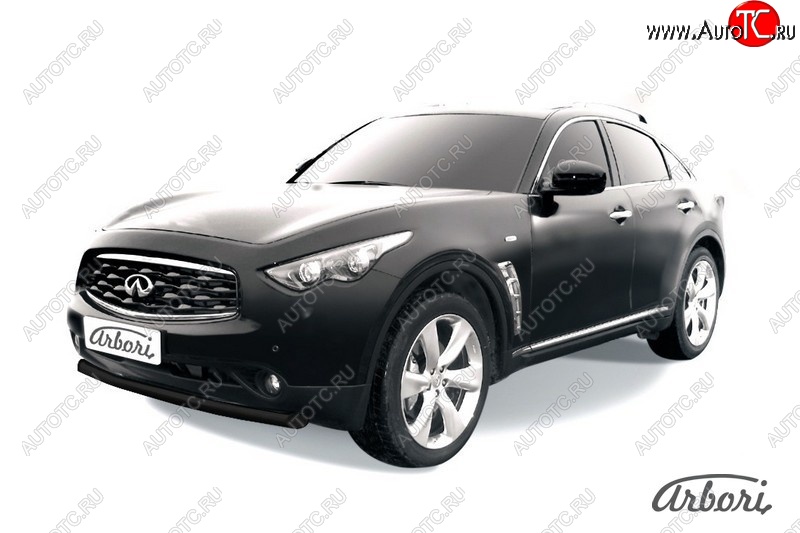 11 159 р. Защита переднего бампера Arbori (черная, 1 труба d76 mm). INFINITI FX35 S51 дорестайлинг (2008-2011)  с доставкой в г. Омск