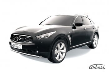 4 999 р. Защита переднего бампера Arbori (нержавейка, 1 труба d76 mm). INFINITI FX35 S51 дорестайлинг (2008-2011)  с доставкой в г. Омск. Увеличить фотографию 1