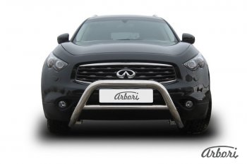 35 999 р. Защита переднего бампера Arbori (низкая - mini, нержавейка, 1 труба d76 mm).  INFINITI FX35  S51 - FX50  S51  с доставкой в г. Омск