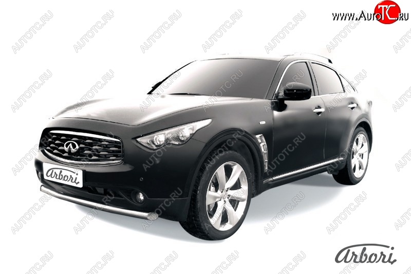 4 999 р. Защита переднего бампера Arbori (нержавейка, 1 труба d76 mm). INFINITI FX35 S51 дорестайлинг (2008-2011)  с доставкой в г. Омск