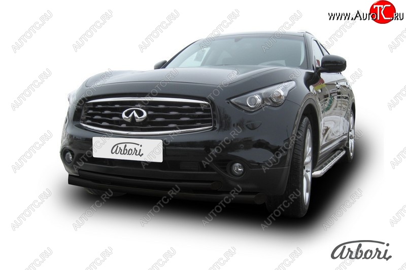 13 859 р. Защита переднего бампера Arbori (черная, 2 трубы d76 и 57 mm) INFINITI FX35 S51 дорестайлинг (2008-2011)  с доставкой в г. Омск