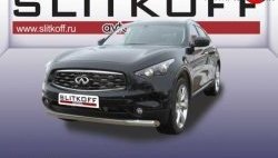 18 549 р. Одинарная защита переднего бампера диаметром 76 мм Slitkoff INFINITI FX35 S51 дорестайлинг (2008-2011) (Нержавейка, Полированная)  с доставкой в г. Омск. Увеличить фотографию 1