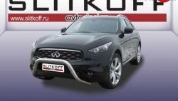 31 999 р. Усиленная защита переднего бампера из трубы диаметром 76 мм Slitkoff INFINITI FX35 S51 дорестайлинг (2008-2011) (Нержавейка, Полированная)  с доставкой в г. Омск. Увеличить фотографию 1