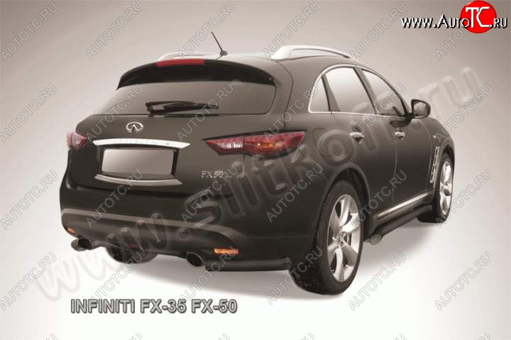 9 699 р. Защита заднего бампера из уголков d57 Slitkoff  INFINITI FX35  S51 - FX50  S51 (Цвет: серебристый)  с доставкой в г. Омск