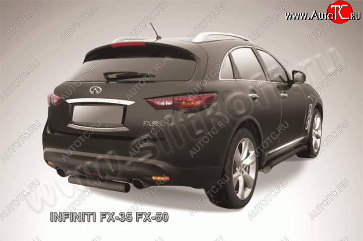 7 599 р. Защита заднего бампера из трубы d76 Slitkoff (короткая) INFINITI FX50 S51 дорестайлинг (2008-2011) (Цвет: серебристый)  с доставкой в г. Омск