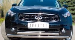 27 649 р. Защита переднего бампера (2 трубыØ75х42 мм, нержавейка) Russtal INFINITI FX37 S51 рестайлинг (2011-2013)  с доставкой в г. Омск. Увеличить фотографию 2