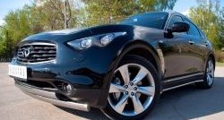 Защита переднего бампера (2 трубыØ75х42 мм, нержавейка) Russtal INFINITI FX37 S51 рестайлинг (2011-2013)