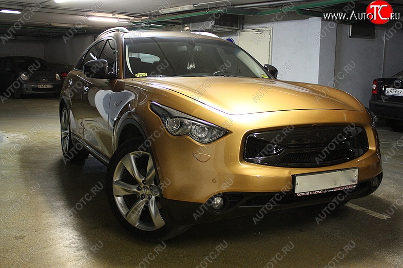 2 099 р. Реснички на фары Custom INFINITI FX50 S51 рестайлинг (2012-2014) (Неокрашенные)  с доставкой в г. Омск