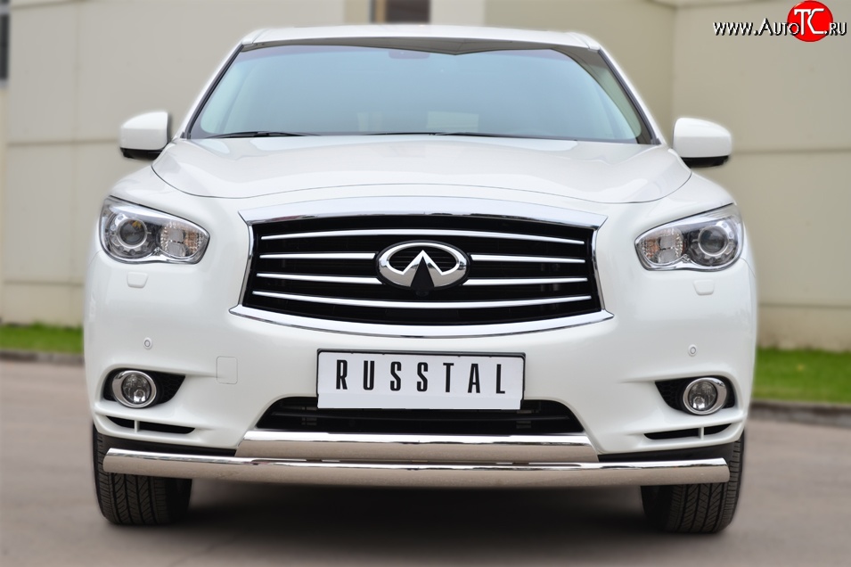 24 999 р. Защита переднего бампера (2 трубыØ75х42 мм, нержавейка) Russtal INFINITI JX35 (2012-2014)  с доставкой в г. Омск