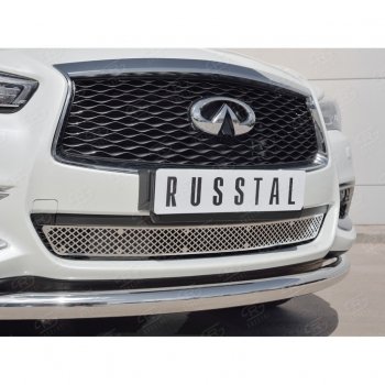 4 849 р. Решетка радиатора Russtal лист (нерж) INFINITI QX60 L50 рестайлинг (2016-2021) (Неокрашенная)  с доставкой в г. Омск. Увеличить фотографию 2