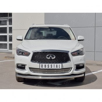 4 849 р. Решетка радиатора Russtal лист (нерж) INFINITI QX60 L50 рестайлинг (2016-2021) (Неокрашенная)  с доставкой в г. Омск. Увеличить фотографию 3