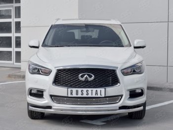 17 999 р. Защита переднего бампера (2 трубыØ63 и 42 мм, нержавейка) SLITKOFF INFINITI QX60 L50 рестайлинг (2016-2021)  с доставкой в г. Омск. Увеличить фотографию 2