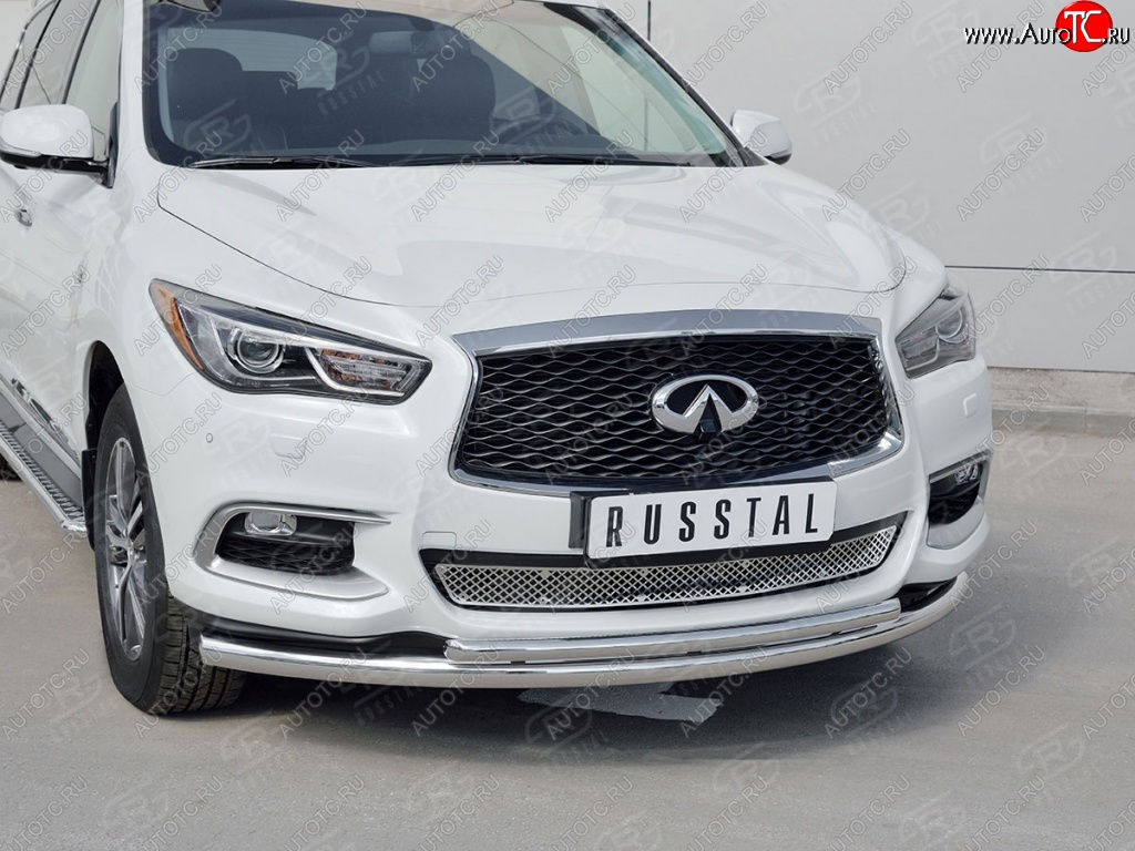 17 999 р. Защита переднего бампера (2 трубыØ63 и 42 мм, нержавейка) SLITKOFF INFINITI QX60 L50 рестайлинг (2016-2021)  с доставкой в г. Омск