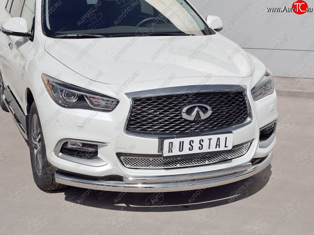 18 499 р. Защита заднего бампера (Ø76 и 42 мм, нержавейка) SLITKOFF  INFINITI QX60  L50 (2016-2021) рестайлинг  с доставкой в г. Омск