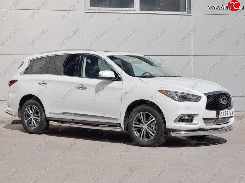 15 999 р. Защита переднего бампера (Ø76 мм, нержавейка) SLITKOFF INFINITI QX60 L50 рестайлинг (2016-2021)  с доставкой в г. Омск