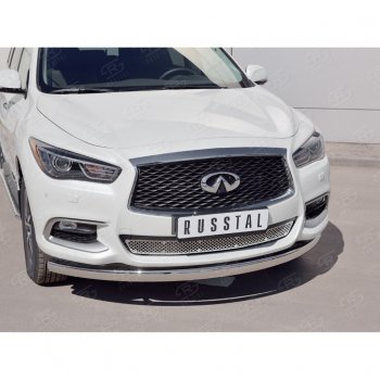 17 749 р. Защита переднего бампера (Ø75х42 мм, нержавейка) Russtal INFINITI QX60 L50 рестайлинг (2016-2021)  с доставкой в г. Омск. Увеличить фотографию 2