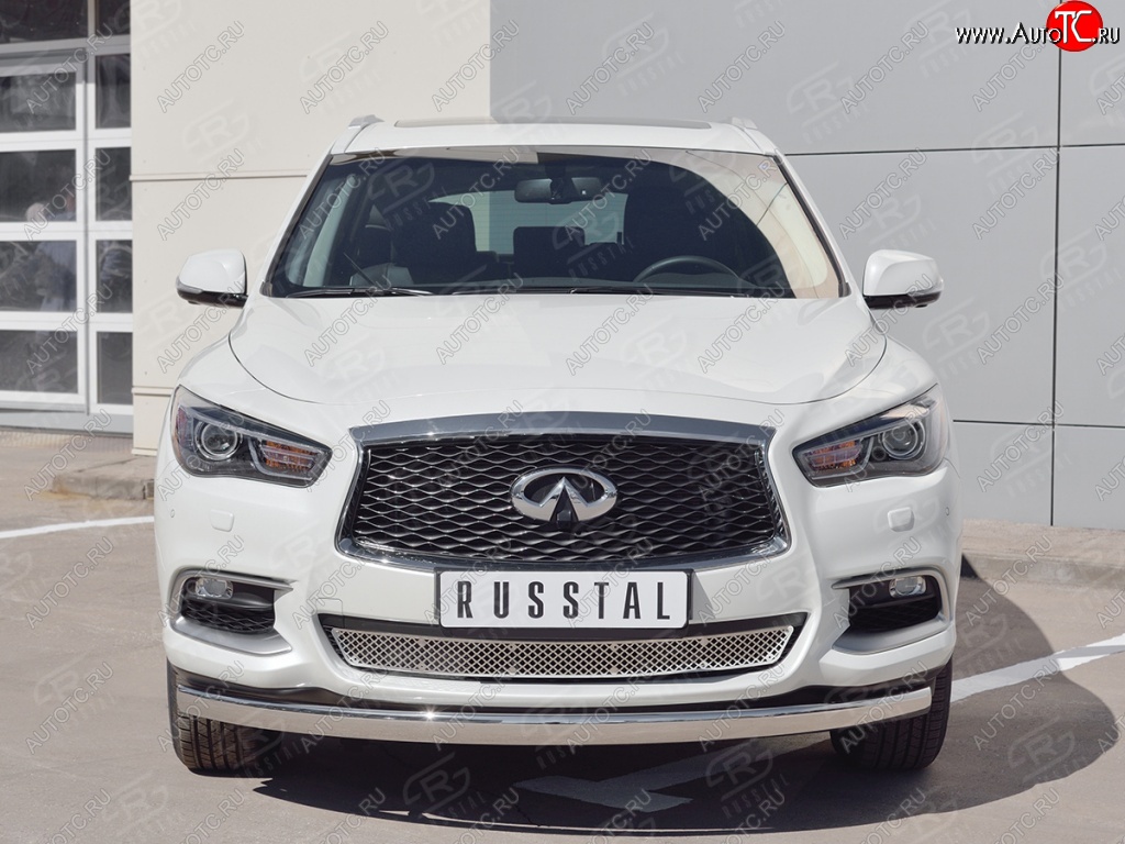 17 749 р. Защита переднего бампера (Ø75х42 мм, нержавейка) Russtal INFINITI QX60 L50 рестайлинг (2016-2021)  с доставкой в г. Омск