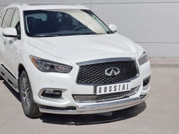 22 949 р. Защита переднего бампера (2 трубыØ63 и 75х42 мм, нержавейка) Russtal INFINITI QX60 L50 рестайлинг (2016-2021)  с доставкой в г. Омск. Увеличить фотографию 2