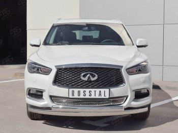 22 949 р. Защита переднего бампера (2 трубыØ63 и 75х42 мм, нержавейка) Russtal INFINITI QX60 L50 рестайлинг (2016-2021)  с доставкой в г. Омск. Увеличить фотографию 3