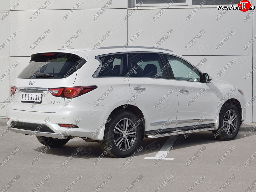 17 749 р. Защита заднего бампера (Ø75x42 мм, нержавейка) Russtal INFINITI QX60 L50 рестайлинг (2016-2021)  с доставкой в г. Омск