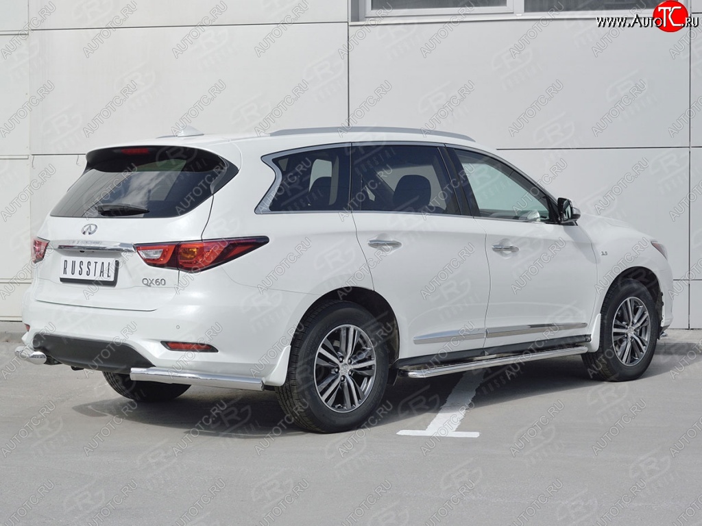 13 599 р. Защита заднего бампера (Ø76 мм уголки, нержавейка) SLITKOFF  INFINITI QX60  L50 (2016-2021) рестайлинг  с доставкой в г. Омск