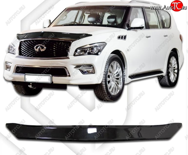 2 099 р. Дефлектор капота CA-Plastiс  INFINITI QX80  Z62 (2014-2018) 1-ый рестайлинг (Classic черный, Без надписи)  с доставкой в г. Омск