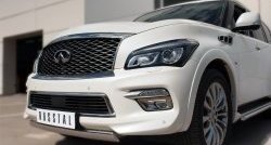 20 999 р. Защита переднего бампера (Ø75х42 мм, нержавейка) Russtal INFINITI QX80 Z62 1-ый рестайлинг (2014-2018)  с доставкой в г. Омск. Увеличить фотографию 2