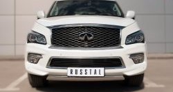 20 999 р. Защита переднего бампера (Ø75х42 мм, нержавейка) Russtal  INFINITI QX80  Z62 (2014-2018) 1-ый рестайлинг  с доставкой в г. Омск. Увеличить фотографию 1