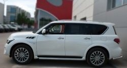 14 999 р. Защита порогов из круглой укороченной трубы диаметром 42 мм Russtal INFINITI QX80 Z62 1-ый рестайлинг (2014-2018)  с доставкой в г. Омск. Увеличить фотографию 4