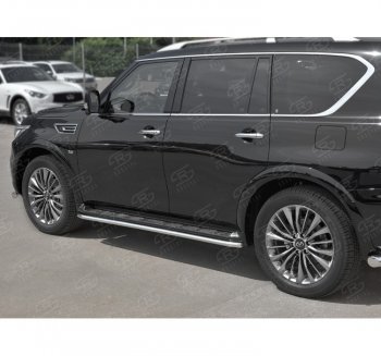 16 549 р. Защита порогов (Ø42 мм, нержавейка) SLITKOFF INFINITI QX80 Z62 2-ой рестайлинг (2018-2024)  с доставкой в г. Омск. Увеличить фотографию 2