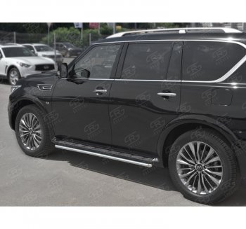 14 999 р. Защита порогов (Ø42 мм, нержавейка) SLITKOFF INFINITI QX80 Z62 2-ой рестайлинг (2018-2024)  с доставкой в г. Омск. Увеличить фотографию 2