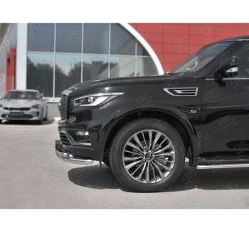 21 699 р. Защита переднего бампера (2 трубы Ø63 и 42 мм, нержавейка) SLITKOFF INFINITI QX80 Z62 2-ой рестайлинг (2018-2024)  с доставкой в г. Омск. Увеличить фотографию 2