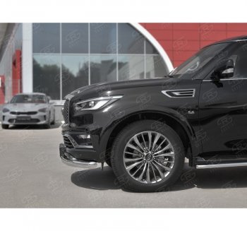 17 999 р. Защита переднего бампера (Ø76 мм, нержавейка) SLITKOFF  INFINITI QX80  Z62 (2018-2024) 2-ой рестайлинг  с доставкой в г. Омск. Увеличить фотографию 2